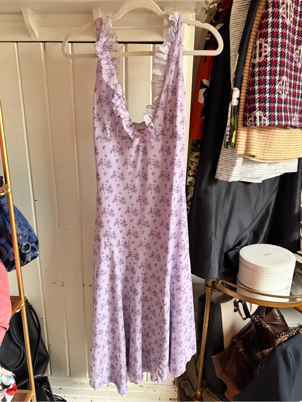 Peppermayo Lavender Floral Ruffle Maxi Dress